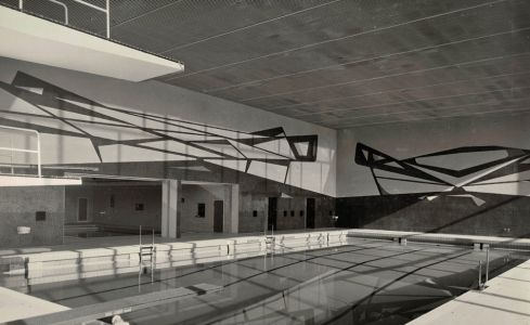 Bottrop – Mosaike und Kunstharzplatten innen und außen für das städtische Hallenbad, 1958