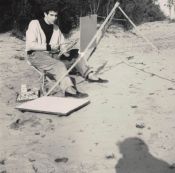 W. Reckewitz gemeinsam mit Malerfreunden am Halterner Stausee, 1951