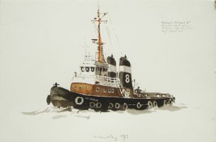Schlepper Bugsier 8, Hamburg 1979 - Aquarell, 38x56
