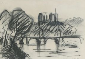 o.T. (Paris, Notre-Dame), 1952 - Graphit, ca. 14,5x20,5