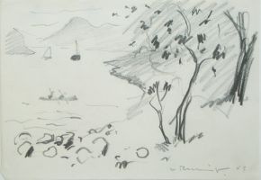 Flusslandschaft, 1949 - Graphit, 15x21