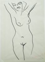 Akt, 1954 - Tusche auf Pergament, 29,7x21