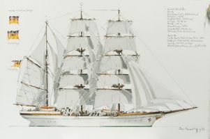 Gorch Fock II, 1986 - Aquarell, 38x57