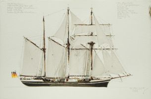 Thor Heyerdahl, 1986 - Aquarell, 38x57