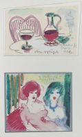 vin rouge u. Paris, 1952 - Graphit u. Aquarell, ca. 13x19 u. 15x17