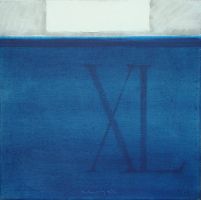 Vierzig im Horizont, 1986 - (40 jhrg. Jubiläum des rbk) - Mischtechnik auf Leinwand, 40x40