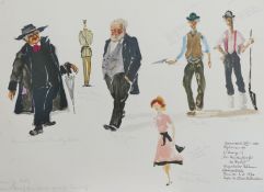 Seán O’Casey „Ein Freudenfeuer für den Bischof“, Bühnenbild und Kostümentwürfe für die Wuppertaler Bühnen, 1970