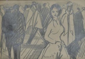 o.T., 1956 - Graphit, ca. 19,5x29