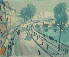 Paris, Ile St.-Louis, 1954 - Öl auf Holzspan, 49,5x60