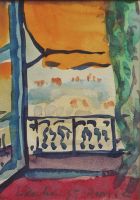 Paris (Balkon), 1952 - Aquarell, 17x12