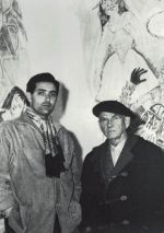 W. Reckewitz und Otto Dix, 1960 vor einem Wandbild