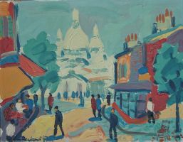 Paris, 1954 - Öl auf Holzspan, 41x51