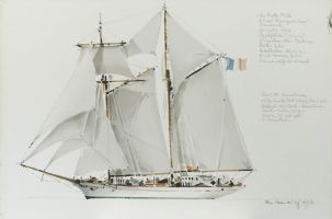 La Belle Poule, 1986 - Aquarell, 38x57