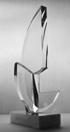 Glasskulptur, 1979 - Floatglas, - H. m. Sockel 31 cm