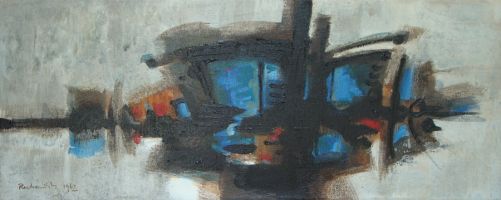 Masten, 1959 Öl auf Leinwand, 40x100